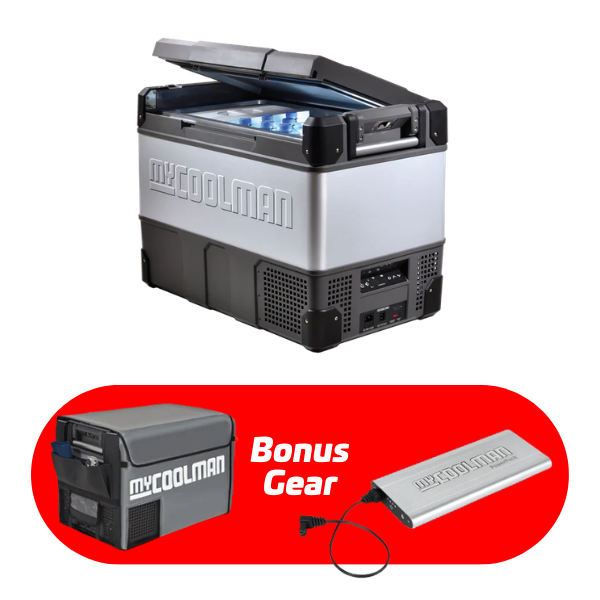 myCOOLMAN Dual Zone 69L Fridge & Freezer With Bonus PowerPack & Insulated Cover