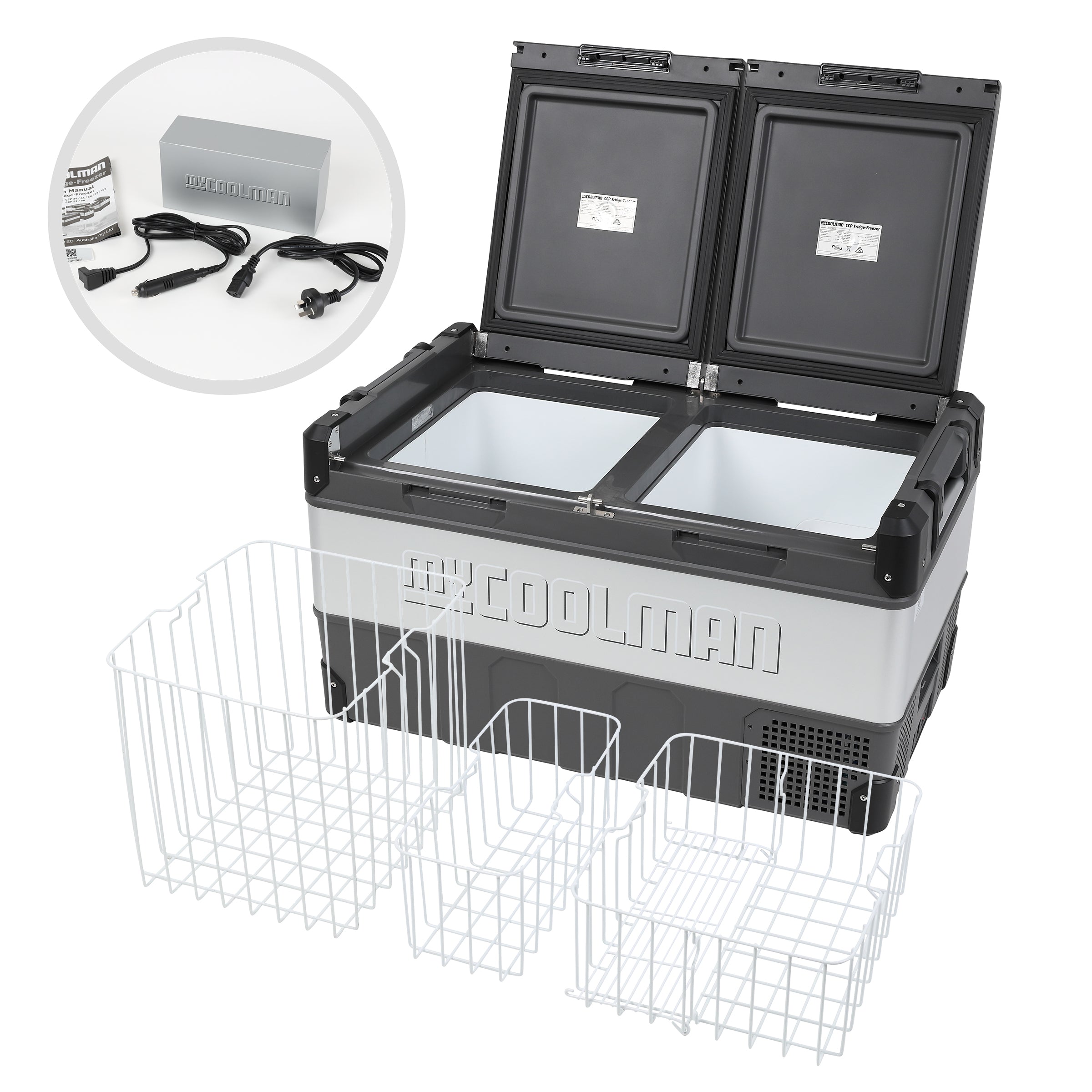 96L: The Ultimate - Dual Zone + BONUS 36L Ice Box myCOOLMAN | Portable Fridges & Freezers