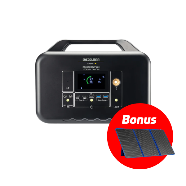 myCOOLMAN Energy Power Station 1008WH (78Ah) & Bonus 100W Solar Blanket